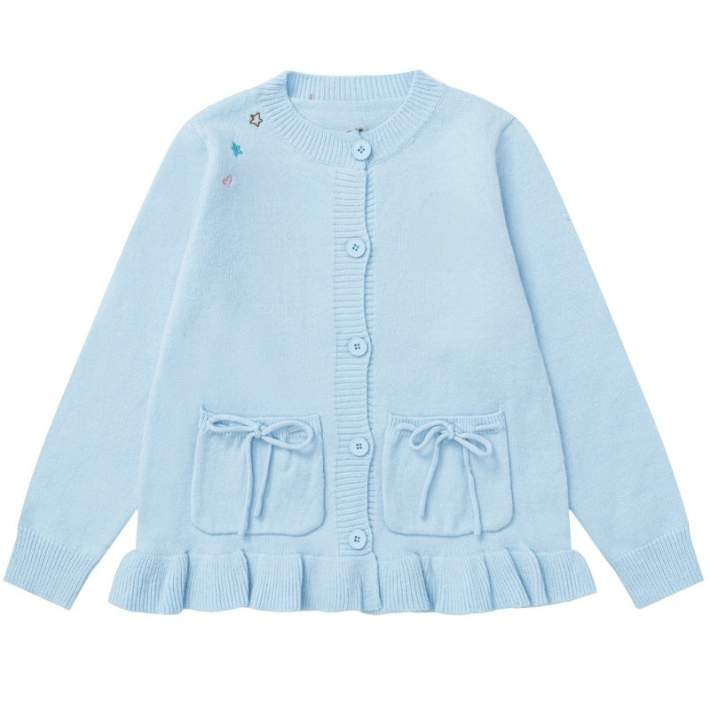 V-Neck Cable Knit Sweater With Skirt Hem